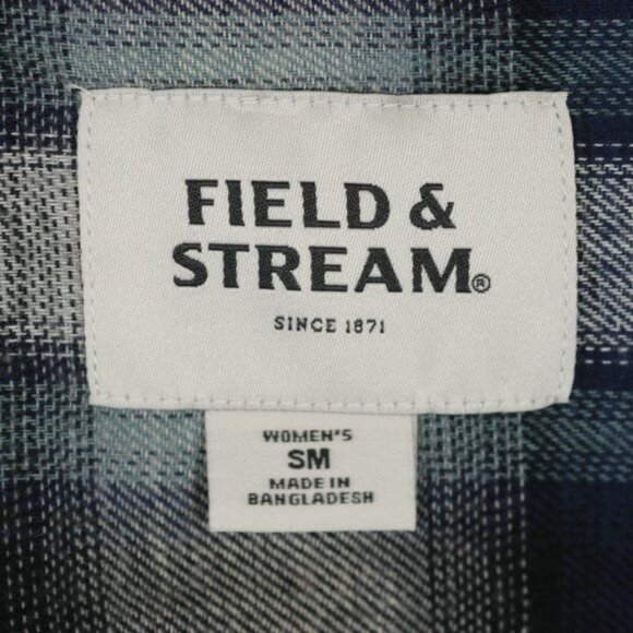 Field & Stream Women's Small Blue White Plaid Long Sleeve Button Up Shirt NWT - Picture 6 of 8